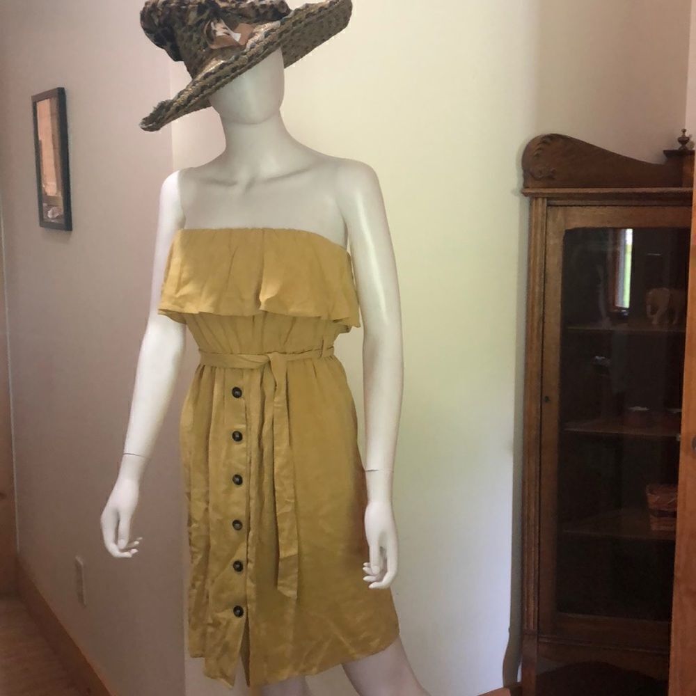 Strapless Dress Mustard Color Size Medium - Picture 2 of 3